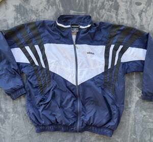 Vintage Adidas Track Jacket Navy Blue White Black Size XL